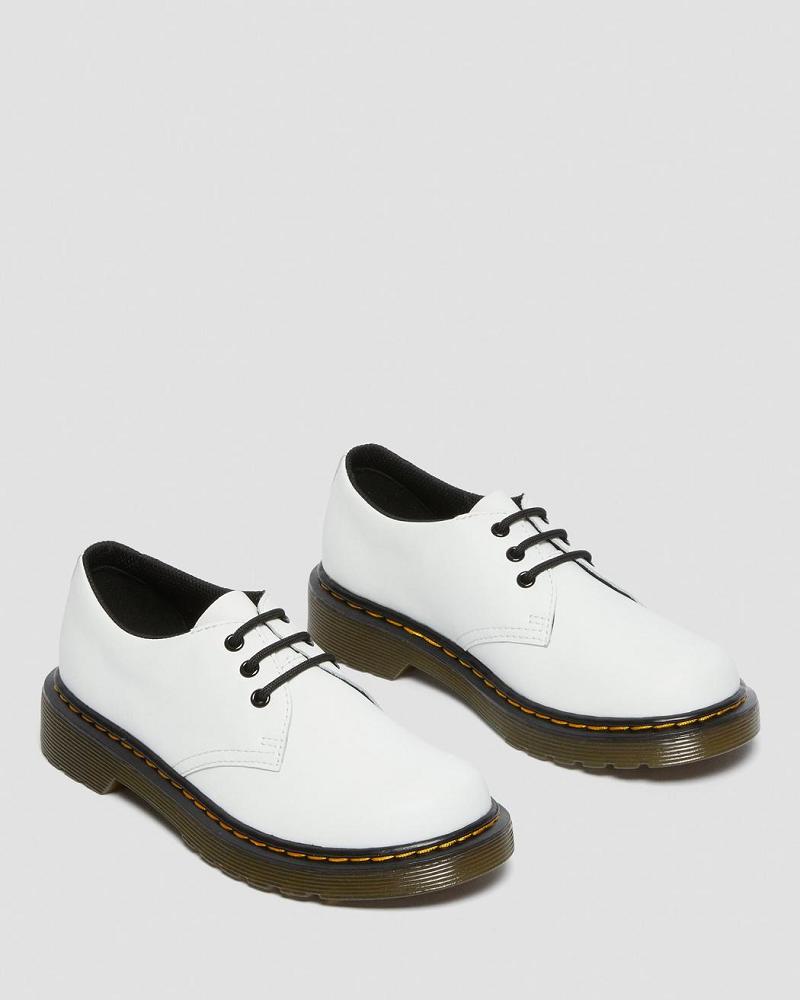 White Kids' Dr Martens Junior 1461 Leather Lace Up Shoes | CA 725HAP